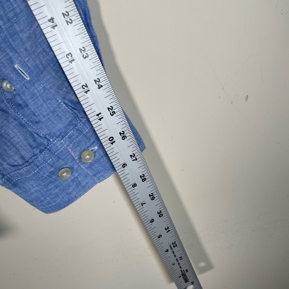 Pronto Uomo Mens XL LINEN Shirt Button Down Blue Long Sleeve Spread Collar Cool - Picture 11 of 13